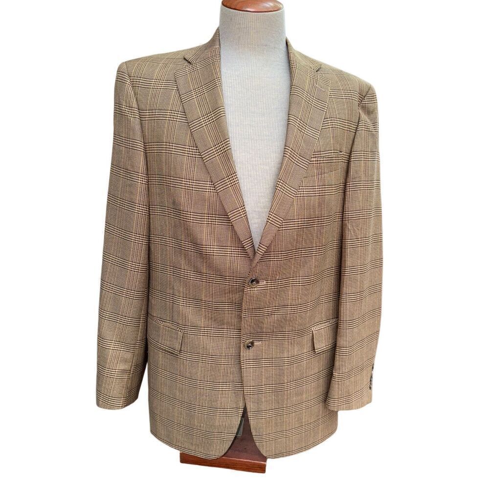 Hart Schaffner Marx Men’s Sport Coat Sz. 44L Brown/Tan Small Plaid
